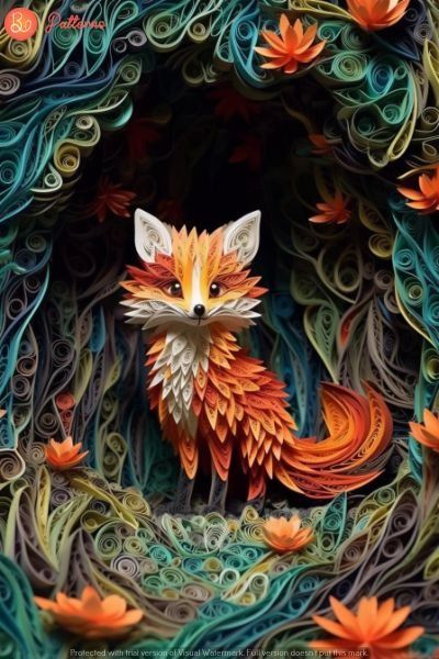 quilling | creativeartworksblog Quilling Fox Pattern, Quilling Backgrounds, Quiling Paper Art, Construction Paper Art, Vintage Paper Crafts, Fox Forest, Arte Quilling, Quilling Animals, Quilling Pattern