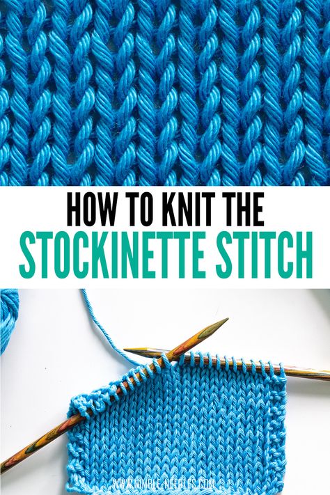 How to knit the stockinette stitch. A step by step tutorial on knitting the stockinette stitch for beginners. This is a classic knitting pattern for pullovers, socks, and other garments. It's easy to knit and you only need to know how to knit and how to purl.  #knitting #knit #knittingpattern #dyi #makers Knit Purl Stitches, Intermediate Knitting Patterns, Advanced Knitting, Ripple Stitch, Easy Knitting Projects, Knit Purl, Knitting Basics, Beginner Knitting Patterns, Sock Knitting Patterns