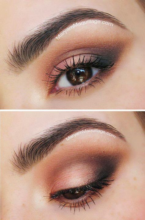 Nice makeup (without eyeliner) Brown Smokey Eye Tutorial, Smokey Eyes Tutorial, Brown Smokey Eye Makeup, Makeup Cantik, Make Up Designs, Smokey Eye Makeup Look, Gold Smokey Eye, Video Makeup, Makeup Tip