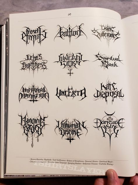 Lord of the Logos - Designing the Metal underground by Christophe Szpajdel Gothic Word Tattoo, Metal Font Tattoo, Lettering Fonts Tattoo, Gothic Words, Tattoo Knee, Metal Typography, Metal Logo Design, Fonts Tattoo, Font Tattoo