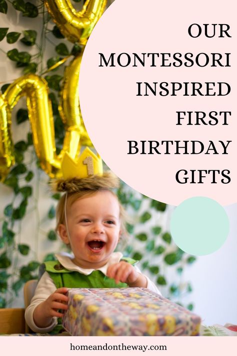 Montessori First Birthday Gifts — Home and on the Way Montessori First Birthday Gifts, Time And Attention, Music For Toddlers, First Birthday Presents, Pikler Triangle, Learning Tower, Montessori Classroom, First Birthday Decorations, Montessori Materials