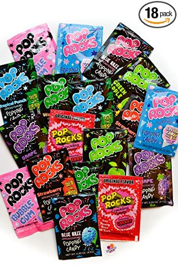 Amazon.com : Pop Rocks Candy Ultimate 9 Flavor Assortment Bulk - Strawberry, Cherry, Tropical Punch, Watermelon, Blue Raspberry, Bubble Gum, Cotton Candy, Grape, Green Apple 18 Packs Total With Licensed Sticker : Grocery & Gourmet Food Pop Rocks Candy, Apple Pop, Nostalgic Candy, Science Party, Candy Pop, Diy Workbench, Retro Candy, Tropical Punch, Fun Snacks For Kids