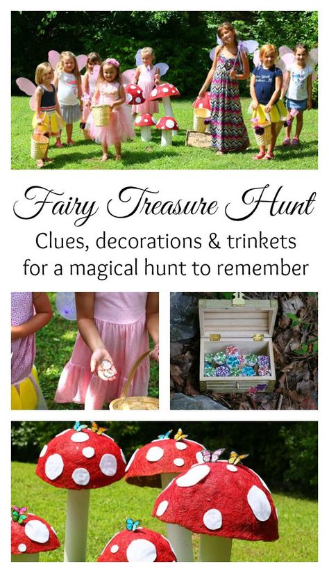 Fairy treasure hunt for a fairy party - clues, decorations and trinkets for a magical hunt to remember Woodland Fairy Birthday, Fairy Princess Party, Pixie Party, Woodland Fairy Party, Fairytale Birthday, Enchanted Forest Party, Fairy Garden Birthday Party, Magical Woodland, Fairytale Party