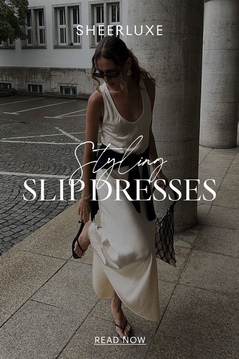 The Round-Up: Slip Dresses Long Slip Dress Outfit Casual, Long Slip Dress Outfit, Slip Dress Outfit Casual, White Slip Dress Outfit, Slip Dress Outfit Fall, Slip Dress Street Style, Dress Outfit Casual, Dress Street Style, Slip Dress Outfit