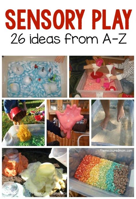 Looking for some fun sensory play ideas?  We've got 26 -- one for each letter of the alphabet! Rice Sensory Play, Sensory Play Ideas, The Measured Mom, Measured Mom, Sensory Tubs, Rainbow Rice, Letter Find, Teaching The Alphabet, Letter Of The Week