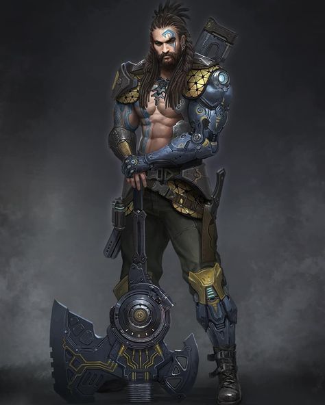 Anime Art Style, Viking Character, Warrior Art, Cyborgs Art, Male Character, Cyberpunk Character, F U, Game Character Design, Superhero Design