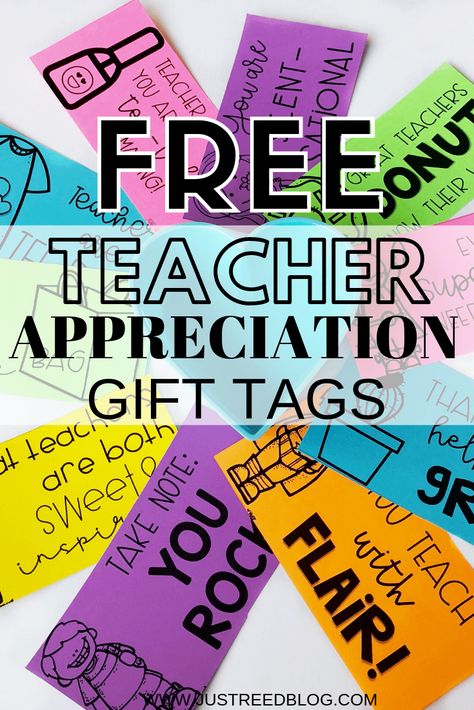 These FREE printable teacher appreciation gift tags are perfect for back to school or Teacher Appreciation Week. Save ink with these ink-friendly designs. Teacher Appreciation Gifts For Staff Free Printables, Staff Appreciation Tags Free Printables, Teacher Appreciation Week Gift Tags, Teacher Encouragement Gifts, Teacher Appreciation Gift Tags Printable, Free Printable Gift Tags For Teachers, Teacher Appreciation Gifts From Admin, Free Teacher Appreciation Tags, Teacher Appreciation Gift Tags Free