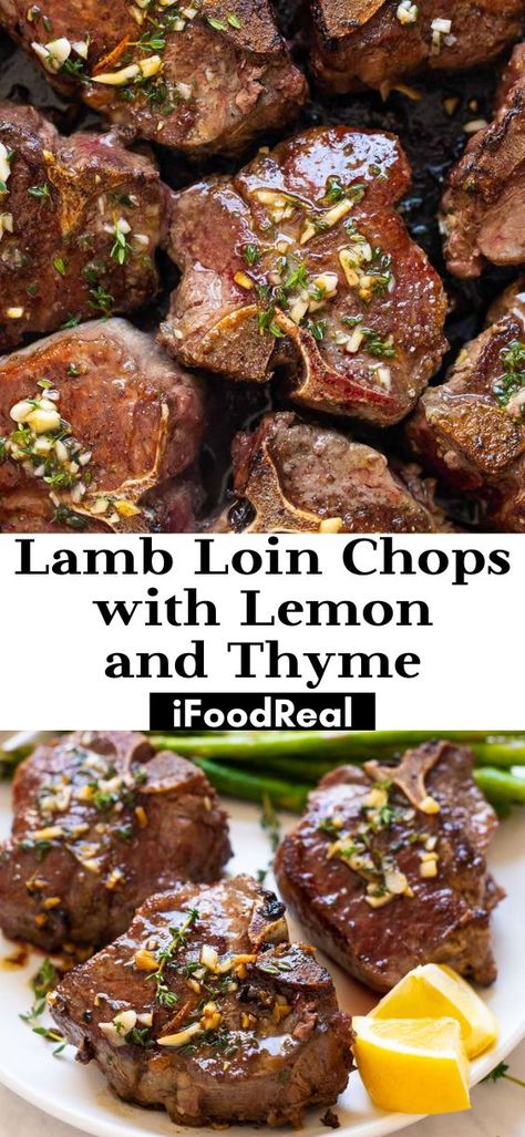 Tender Lamb Loin Chops are pan seared until golden and seasoned with fresh lemon and thyme. Perfect for weeknights or holidays. Healthy Lamb Chop Recipes, Slow Cooker Lamb Chops, Marinated Lamb Chops, Lamb Loin Chop Recipes, Leftover Lamb, Lamb Loin Chops, Slow Cooker Lamb, How To Cook Lamb, Lamb Loin