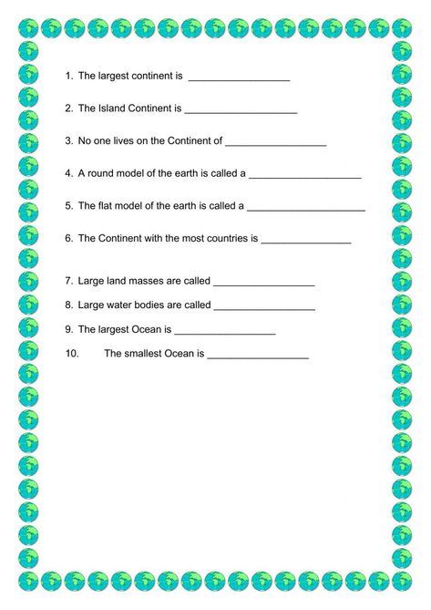 Ocean And Continents Activities, Oceans And Continents, Oceans And Continents Activities, 1st Grade Continents And Oceans, Blank Map Of Continents And Oceans To Label, Continents And Oceans, Year 11, School Subjects, Social Studies