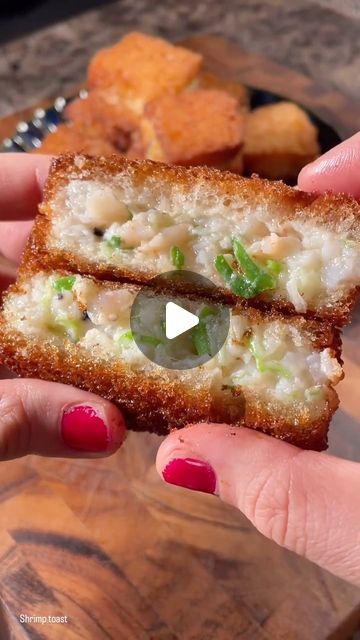 Tasty Tales Haven | Food Page on Instagram: "Shrimp Toast 2 Ways: Elevating your toast game to a whole new level! Get ready for a crunchy, savory journey with a twist!

You’ll need:

-1 lb shrimp, minced 
-1 egg, use the whites only 
-1 tbsp corn starch 
-lots of scallions 
-1 tbsp fish sauce
-1/2 tsp sugar
-1/2 tsp sesame oil
-1 tsp black sesame seeds
.
.
.
📹 & Recipe by: @groovyfoodiess

👉 Follow @tastytaleshaven for daily recipes!

#tastytaleshaven #shrimp #toast #breakfast #shrimptoast #bread #easyrecipes #reels #food #foodstagram #foodlover #recipes #fypage #explorepage #viral" Shrimp Toast Chinese, Shrimp Toast Recipe, Sesame Shrimp, Asian Soup Recipes, Korean Recipe, Shrimp Toast, Black Sesame Seeds, Asian Soup, Daily Recipes