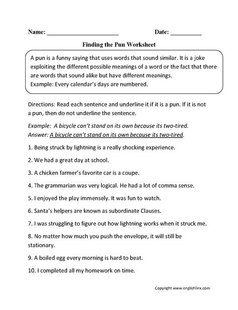 Finding the Pun Worksheet Figurative Language Middle School, Figurative Language Examples, Figurative Language Activities, Figurative Language Anchor Chart, Simile Worksheet, Sixth Grade Reading, Figurative Language Posters, Figurative Language Worksheet, Teaching Figurative Language