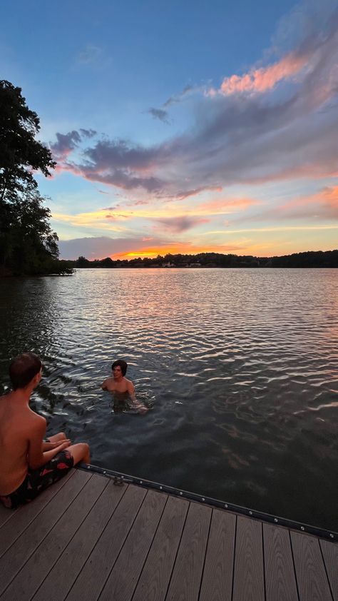 Sunset Swim, Lake Aesthetic, Lake Swimming, Lake Activities, England Beaches, Cabin Trip, Summer Cabin, Cabin Aesthetic, Cottage Lake