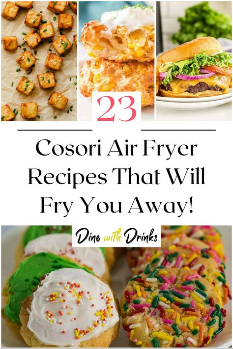 Collage of 4 cosori air fryer recipes. Airfryer Cosori Recipes, Cosori Air Fryer, Unique Air Fryer Recipes, Cosori Air Fryer Recipes, Air Fryer Cooking Times, Us Foods, Air Fryer Recipes, Fried Chicken, Air Fryer