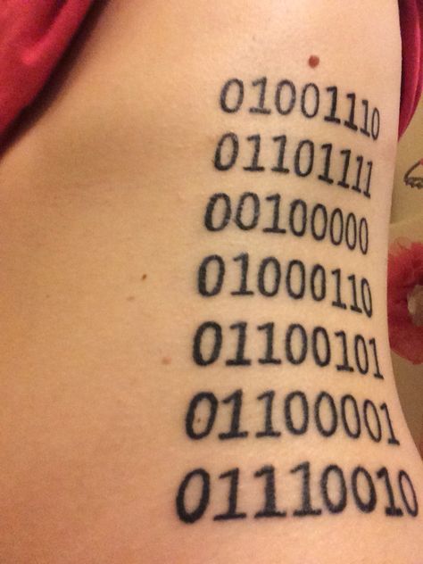 Tattoo in Binary Code Binary Tattoo Ideas, Binary Tattoo, Non Binary People, Binary Code, Non Binary, Fire And Ice, Tattoo Inspo, Beautiful Tattoos, Qr Code