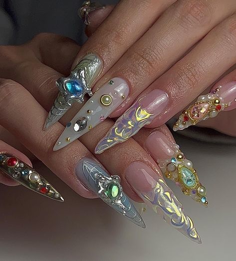 All Posts • Instagram Full Bling Nails, French Acrylic Nail Designs, Ongles Bling Bling, Hippie Nails, Dope Nail Designs, French Acrylic Nails, Shiny Nails, Long Acrylic Nails Coffin, Really Cute Nails