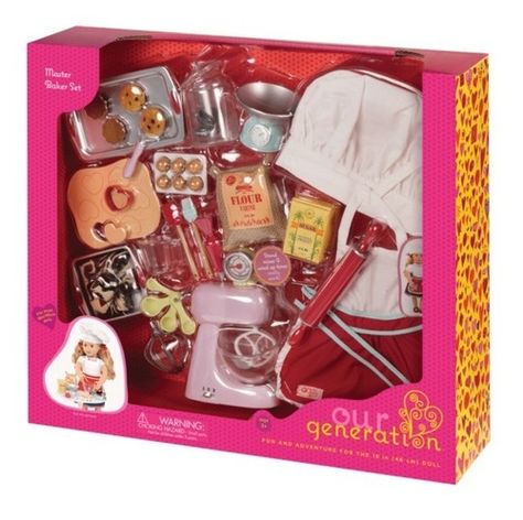 Our Generation Doll Accessories, American Girl Doll Sets, American Girl Doll House, American Girl Doll Diy, American Girl Doll Accessories, Our Generation Dolls, Barbie Toys, Baking Set, Baking Accessories