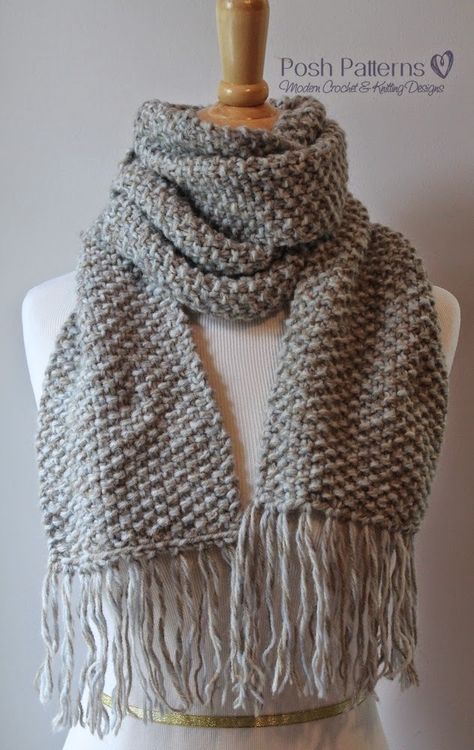 Free Knitting Pattern Seed Stitch Scarf Seed Stitch Scarf, Easy Scarf Knitting Patterns, Beginner Knit Scarf, Knitting Scarf, Knitting Patterns Free Beginner, Knitting Patterns Free Scarf, Beginner Knitting Patterns, Free Scarf, Stil Boho