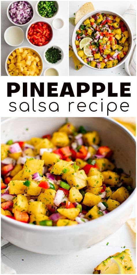 Pineapple Salsa Recipe, Pineapple Salsa, Amazing Appetizers, Easy Food, Group Meals, Bell Pepper, Fresh Cilantro, Yummy Appetizers, Tortilla Chips