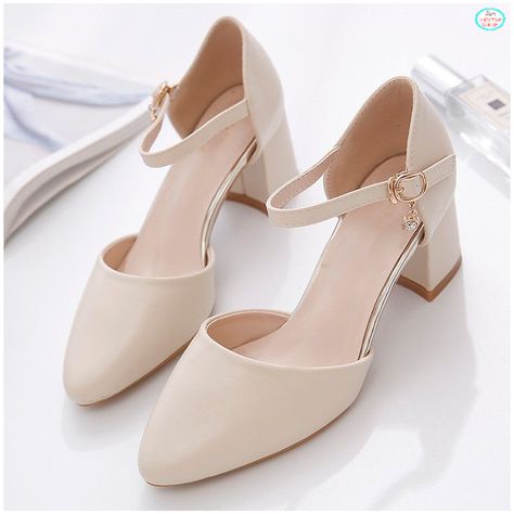 Types Of Heels For Women, Heels Design Ideas, Beige Heels Outfit Dress, Ladies Shoes Heels, Ankle Shoes For Women, Wide Feet Shoes Heels, Office Heels Classy, Shoes For Office Women, Classy Shoes Women