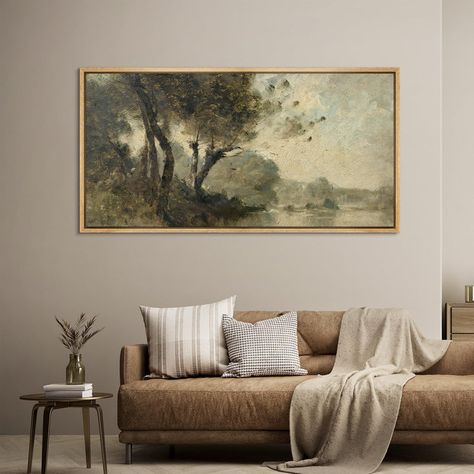 IDEA4WALL Rustic Countryside " Misty Forest Pathway Atmospheric Landscape Antique Retro Fine Art Illustrations Decorative " & Reviews - Wayfair Canada Farmhouse Attic, Gold Frame Gallery Wall, Forest Pathway, Large Framed Artwork, Atmospheric Landscape, John Constable, Paintings Easy, Attic Closet, Misty Forest