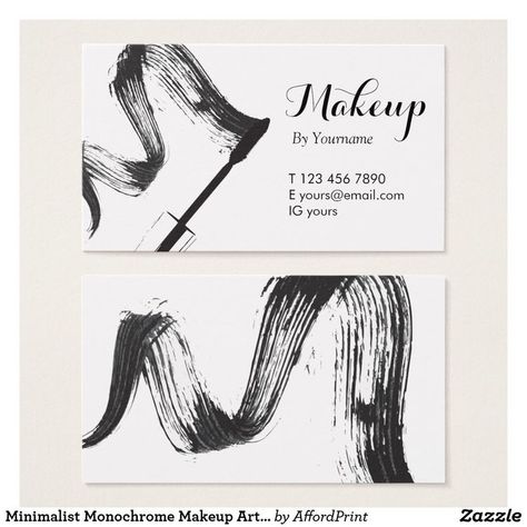 Makeup Artist Visiting Card Design, Makeup Artist Business Cards Design, Makeup Artist Names, Lash Ideas, Company Ideas, Makeup History, Artist Business Card, Monochrome Makeup, Minimalist Monochrome