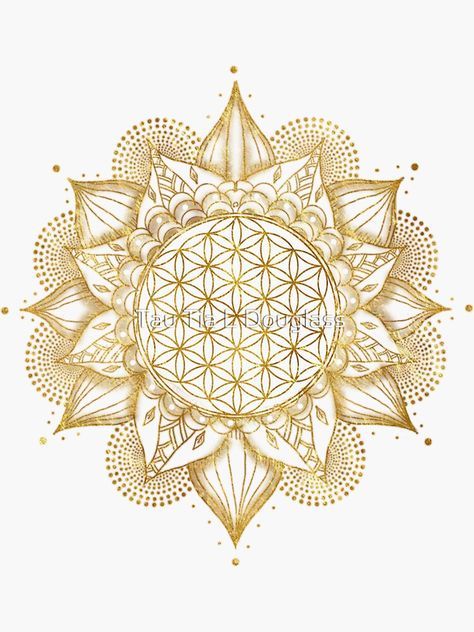 "Flower of Life Mandala" Sticker for Sale by PurplePeacock | Redbubble Flower Of Life Design, Flower Of Life Stencil, Seed Of Life Mandala, Flower Of Life Mandala, Flower Of Life Tattoo, Mandala Rose, Flower Of Life Pattern, Lotus Mandala, Modern Luxury Bedroom