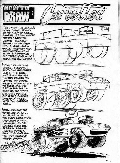 George Trosley How to Draw Cartoons Magazine, Draw Cars, Cartoon Car Drawing, Car Drawing, Cool Car Drawings, Rat Fink, Cartoon Car, Car Design Sketch, Car Illustration