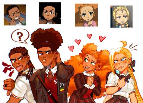 Boondocks Spiderman, Riley X Cindy Boondocks, Riley And Cindy, Boondocks Jazmin, The Boondocks Fanart, Boondocks Art Style, Black Characters Cartoon, Cindy Boondocks, Jazmine Boondocks