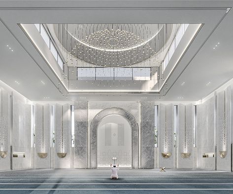 Mosques Interior, Surau Design, Masjid Interior Design Modern, Small Mosque Design Interior, Calligraphy Architecture, Interior Mosque, Mosque Landscape, Mehrab Design, Interior Masjid