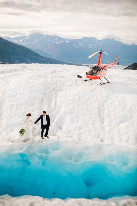 Glacier Wedding, Helicopter Elopement, Glacier Elopement, Alaska Elopement, Alaska Glaciers, Be Adventurous, Alaska Wedding, Helicopter Ride, Elopement Ideas