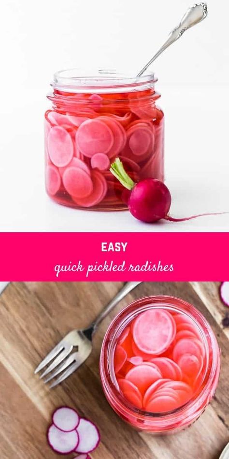 Radish Pickles Quick, How To Make Pickled Radish, How To Pickle Radishes, Easy Pickled Radishes, Quick Pickled Radish, Best Radish Recipes, Keto Radish Recipes, Pickle Radishes, Radish Pickle Recipe