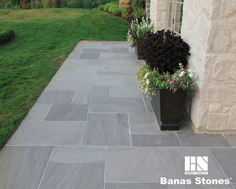 Banas Slate Grey Project | Banas Stones Pool Surround, Miami House, Flagstone Pavers, Pavers Backyard, Hand Dress, Pool Landscape, Colour Texture, Beautiful Patios, Traditional Landscape