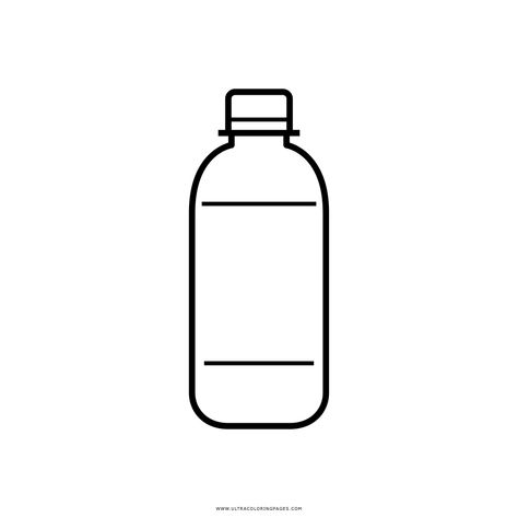 Bottle Coloring Page, Bottle Icon, Water Bottle Drawing, Outline Pictures, Black Water Bottles, Bottle Logo, White Water Bottle, Bottle Drawing, Sun Logo