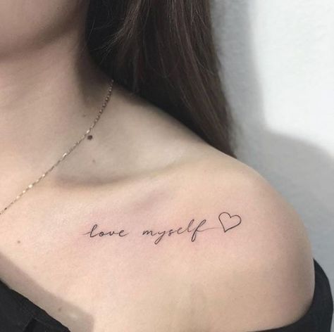 Love Yourself Tattoos For Women, Tattoos For Women Shoulder, Love My Self, Tattoo Shoulder, Tattoos Women, French Girls, My Self, Love Yourself First, Body Tattoos