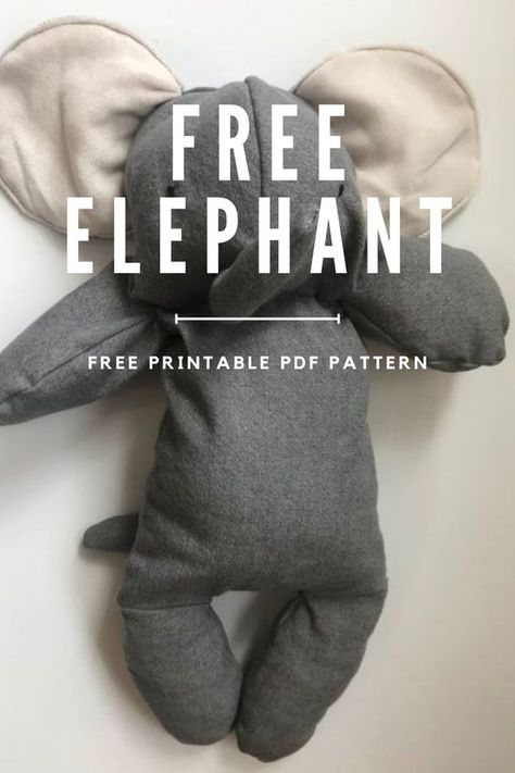 Here's a free printable PDF pattern for this stuffed elephant! Grab your elephant sewing pattern, then follow along with my photo tutorial! Elephant Sewing Pattern, Lovey Sewing Pattern, Sewing Pdf Pattern, Sewing Pattern Free, Stuffed Elephant, Elephant Quilt, Lovey Pattern, Softie Pattern, Sewing Machine Projects