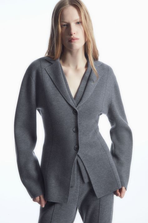 Hourglass Blazer's Are Trending in Paris and New York This Spring | Who What Wear UK Elegant Jacket, Land Management, Soil Health, Knit Blazer, Linen Jacket, Three Piece Suit, Grey Blazer, Spring Jackets, Striped Blazer