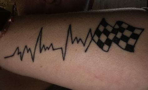 Newest tattoo... love it!!! Racing Tattoo For Women, Racing Tattoo Ideas, Racing Tattoos For Women, Nascar Tattoo, Race Car Tattoo, Pops Tattoo, Side Arm Tattoos, Wife Tattoo, Racing Tattoos