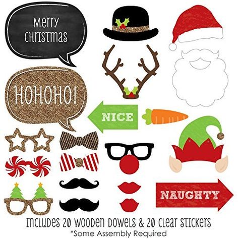 Holiday Party - Piece Photo Booth Props Kit - 20 Count Holiday Party Photo Booth, Christmas Party Fun, Christmas Party Photo Booth, Christmas Photo Booth Props, Christmas Party Photo, Christmas Photo Props, Christmas Photo Booth, Christmas Party Themes, Photo Booth Ideas