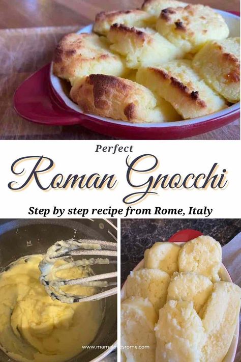 Step by step, easy recipe to make Roman Gnocchi, a delicious vegetarian dish from Rome, Italy. Learn how to make Roman Style Gnocchi (Gnocchi Alla Romana) with this easy to follow recipe by a Rome mom Roman Gnocchi, Healthy Winter Recipes Dinner, Make Gnocchi, Gnocchi Alla Romana, Gnocchi Dishes, Roman Food, Rome Food, Gnocchi Recipe, Making Gnocchi