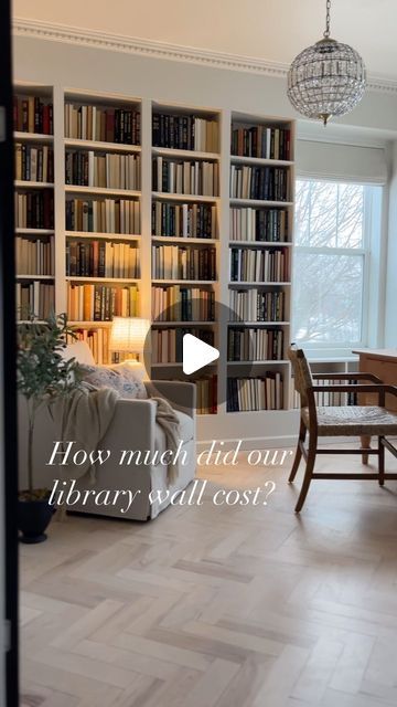 Long Wall Built Ins, Bookshelves Next To Window, Diy Floor To Ceiling Bookshelves Bookshelf Wall, Ikea Builtin Bookcase Hack, Built In Bookcase Around Window, Bookcase Around Window, Bookcase Walls, Diy Library Wall, Vintage Remodel