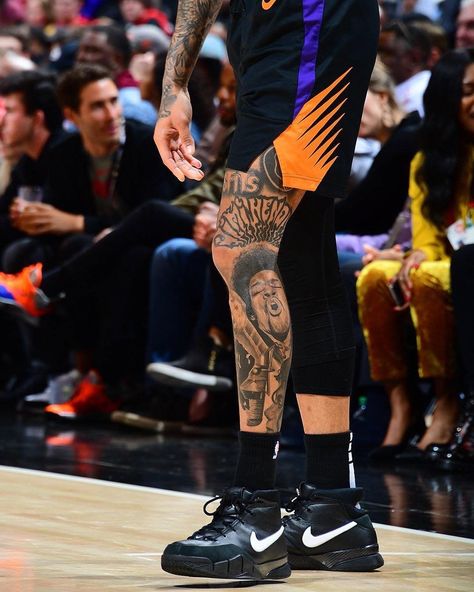 Kelly Oubre Jr Tattoos, Luck Tattoo Ideas, Lebron James Tattoos, Tattoos For Leg, Chest Tattoo Wolf, Jr Tattoo, Basketball Drip, Simple Leg Tattoos, Tattoos For Guys Forearm