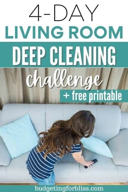 4 Day Living Room Deep Cleaning Challenge - Budgeting for Bliss Spring Clean Bedroom, Bedroom Deep Cleaning List, Room Deep Cleaning, Deep Cleaning Bedroom, Deep Cleaning Lists, Bedroom Storage For Small Rooms, Bedroom Organizing, Bedroom Cleaning, Room Cleaning Tips