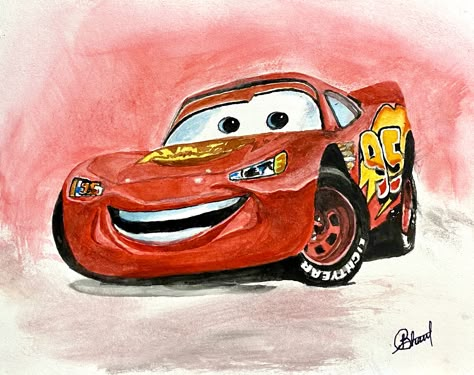 Lighting Mcqueen Drawing, Hippie Painting, Cars Movie, Diy Canvas Art Painting, Mini Canvas Art, Mini Canvas, Car Painting, Drawing Inspo, Art Journal Inspiration