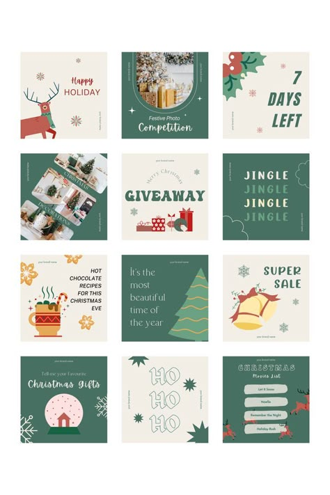 🎀 30 HAPPY HOLIDAYS INSTAGRAM TEMPLATES 🎀

This set of 30 Happy Holidays Christmas Templates is a great option for this upcoming Christmas Holiday. With a modern Colour Palette, these examples can be used for any Business or Entrepreneur during the Festive Holiday Season.

They can be fully Edited and Customized to your specific Branding using Canva.

Get a Christmas Templates from Iris so you can relax and get your website up and running! Holiday Social Media Posts, Christmas Instagram, Mood Board Template, Business Christmas, Christmas Jingles, Holiday Day, Christmas Ad, Christmas Post, Instagram Christmas