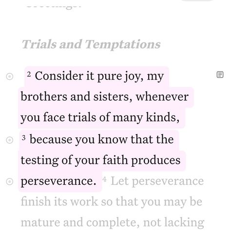 Daily Bible Verse 08/12/24 🩷 • • James 1:2-3 NIV [2] Consider it pure joy, my brothers and sisters, whenever you face trials of many kinds, [3] because you know that the testing of your faith produces perseverance. • • @faithfully_with_you • • #biblequotes #bibleverses #bible #biblescripture #bibleverse #dailybibleverse #dailyquote #digitalart #nivbibleverse #nivbibletranslation #christianartist #christiandigitalart #christianity #christiancreator #catholicism #christiandigitalartwork #ch... Bible Verse For Brother, Joy Bible Verse, James 1 2 3, Consider It Pure Joy, God 1st, God Heals, Miracle Prayer, Christian Things, Bible Study Verses