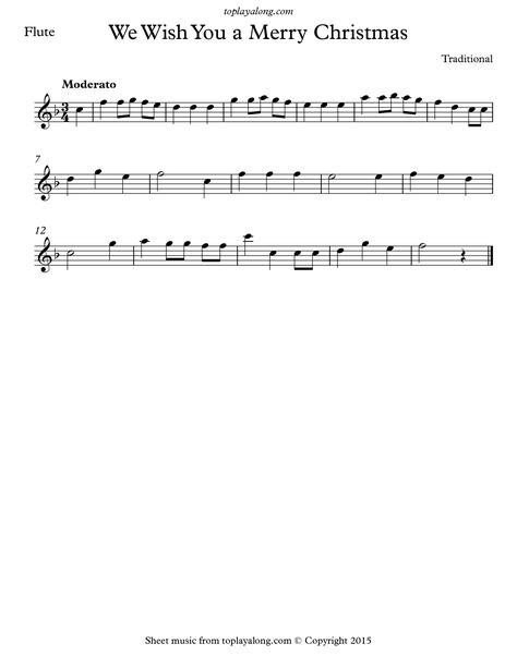 We Wish You a Merry Christmas. Free sheet music for flute. Visit toplayalong.com and get access to hundreds of scores for flute with backing tracks to playalong. Harry Potter Flute Sheet Music, Carol Of The Bells Flute Sheet Music, Kahoot Flute Sheet Music, Piccolo Music Sheet, Christian Flute Sheet Music, Sleigh Ride Flute Sheet Music, Free Flute Sheet Music Easy, Flute Christmas Sheet Music, Piccolo Sheet Music