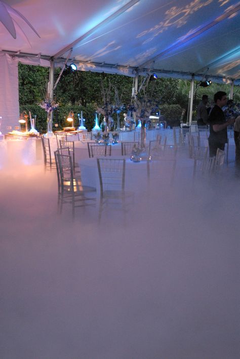 Low lying fog creates a magical touch to any event, specially weddings. Low Lying Fog, Winter Ball, Nye Wedding, Bat, Table Decorations, Weddings