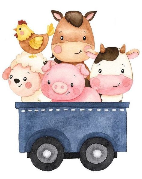 Cute Farm Animal Paintings, Farm Animals First Birthday, Farm Animals Drawing, Animals First Birthday Party, Hole Poster, Cute Farm Animals, Farm Themed Party, Barnyard Birthday Party, Farm Theme Birthday