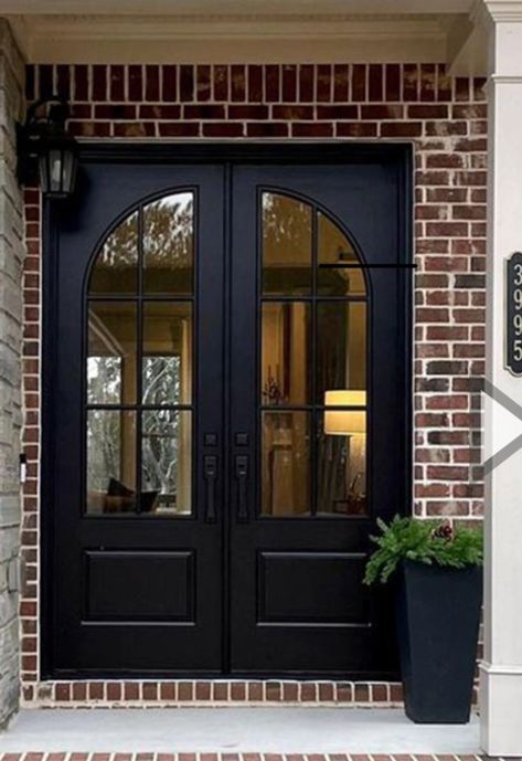 Black Double Entry Front Doors, Black Double Front Door, Double Entry Front Doors Black, Double Door Entry Black, Double Exterior Doors Front Entry Steel, Double Black Glass 8 Ft Front Doors, Home Entrance, Double Front Doors, Front Doors With Windows