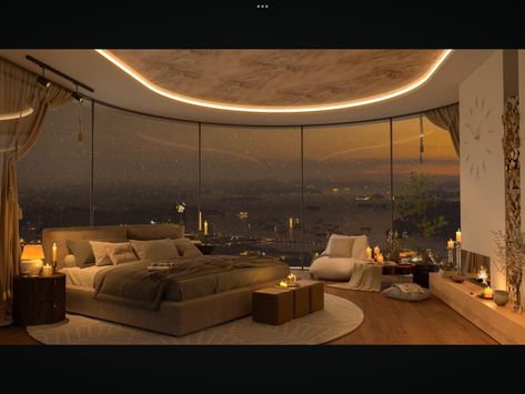 Rich Penthouse Apartment, Suite Hotel Room Luxury, Big Cozy Bedroom, Luxury Penthouse Bedroom, Penthouse Bedroom, 80s Interior Design, Eyeshadow Black, Dream House Aesthetic, Luxury Mansions Interior